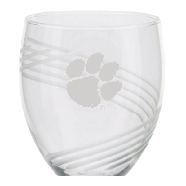 Clemson Swirl-Cut Stemless Wine Glass