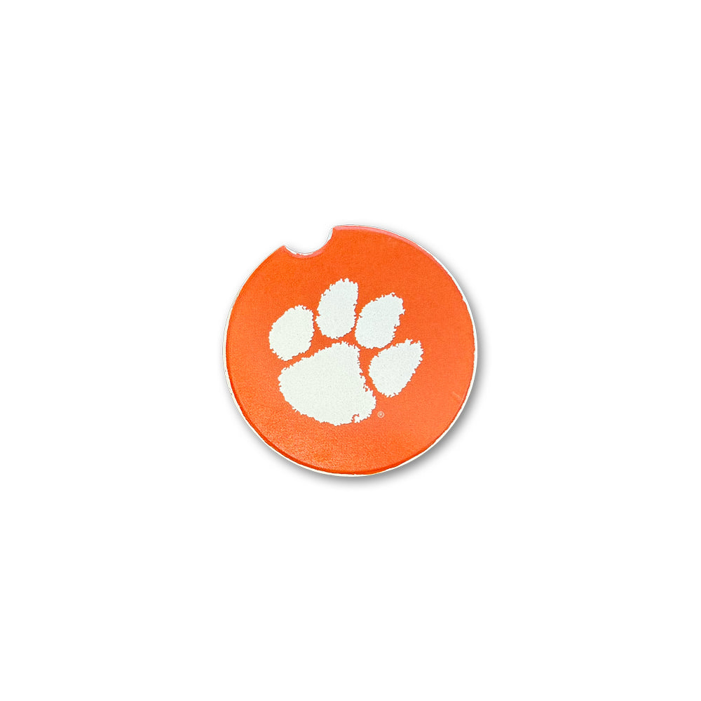 Clemson Textured Paw Car Coaster - ORANGE