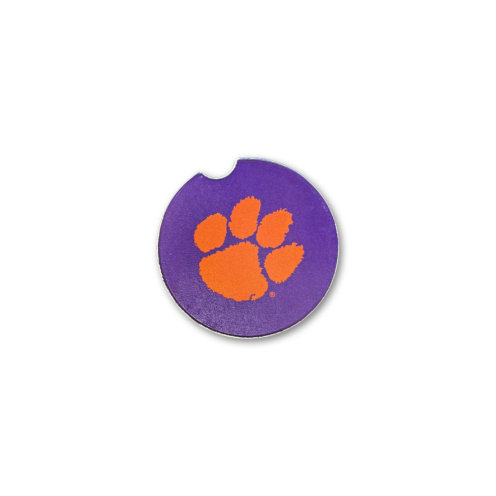 Clemson Textured Paw Car Coaster