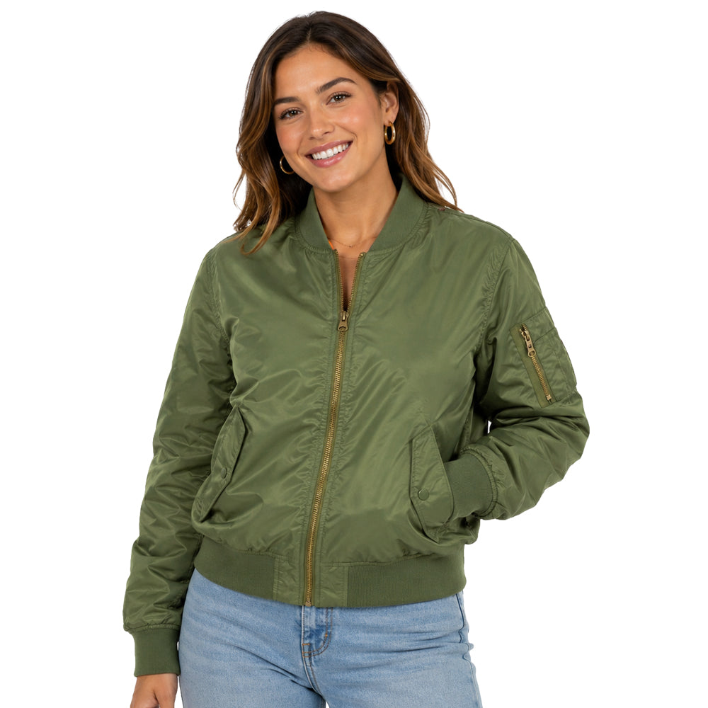Clemson Tiger Face Bomber Jacket - OLIVE GREEN