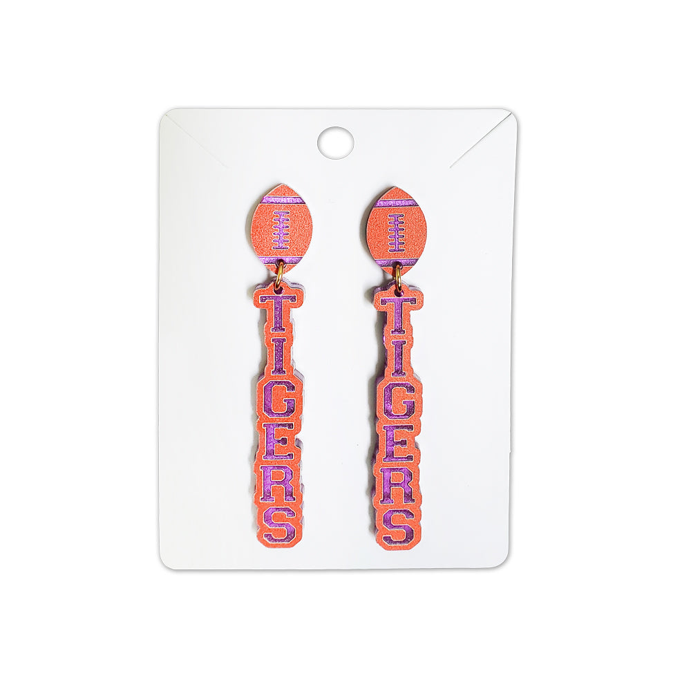 Clemson Tiger Football Drop Earrings