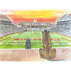 Clemson Tiger Overlooking The Stadium Print