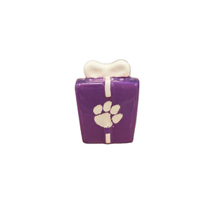 Clemson Tiger Paw 3D Christmas Present Ornament - PURPLE