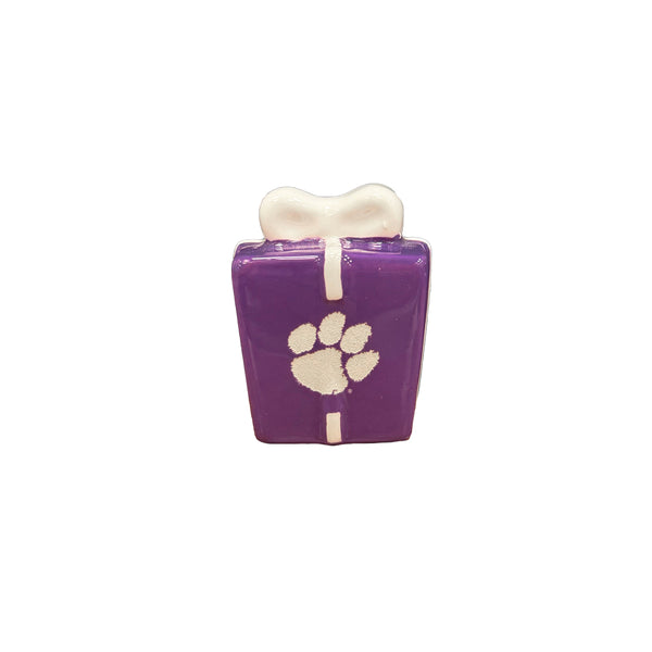 Clemson Tiger Paw 3D Christmas Present Ornament