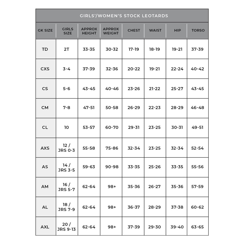 stinaレオタード typeQ sizeS stinaレオタードtypeQ sizeS Size Guide for Clothing & Shoes