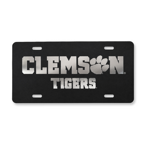 Clemson Tigers Black Mirrored Auto Plate - BLACK