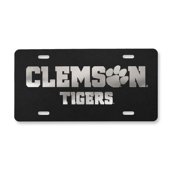 Clemson Tigers Black Mirrored Auto Plate - BLACK