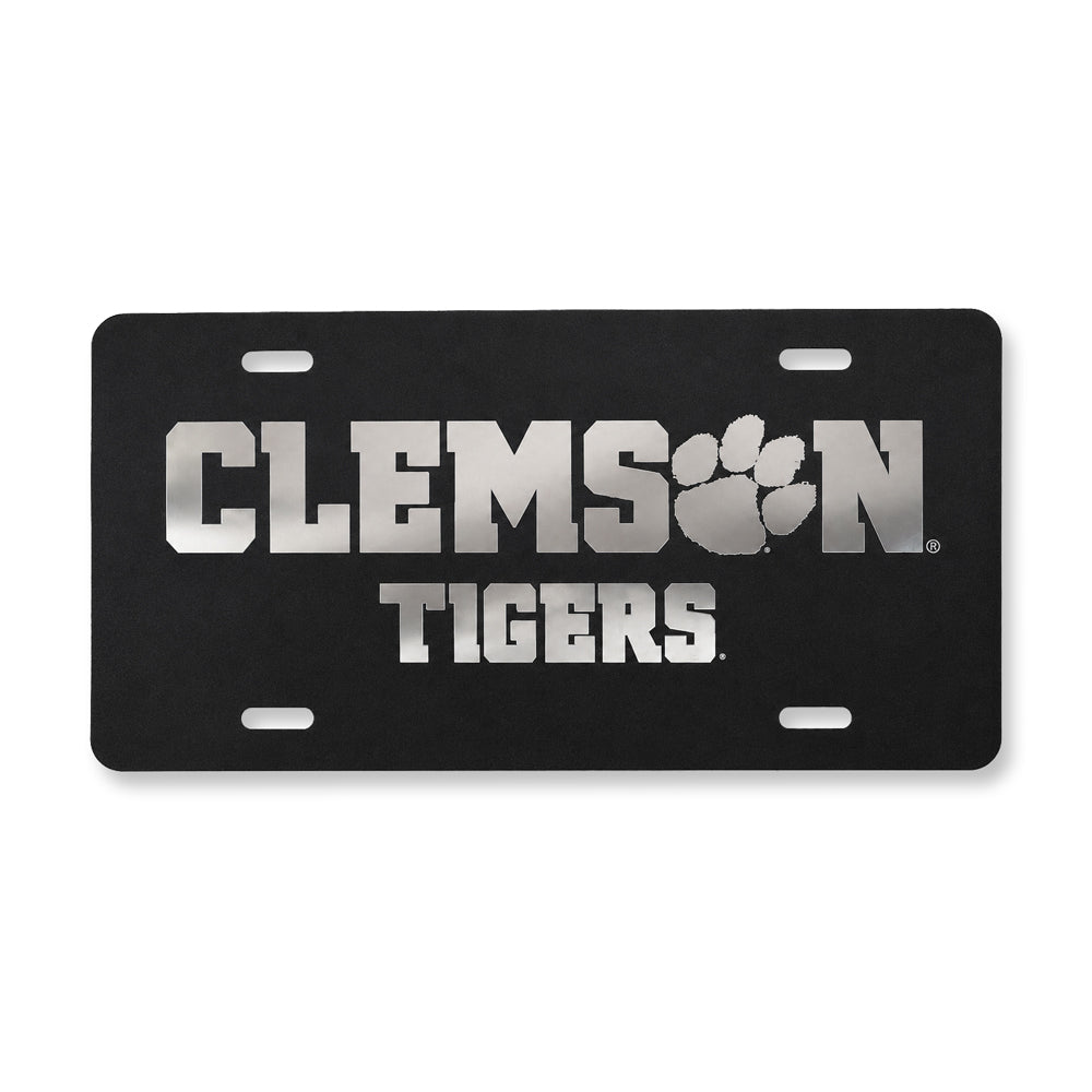 Clemson Tigers Black Mirrored Auto Plate