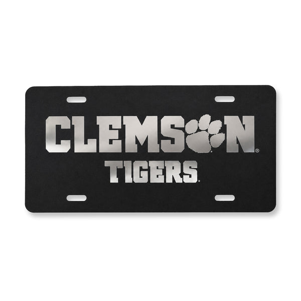 Clemson Tigers Black Mirrored Auto Plate