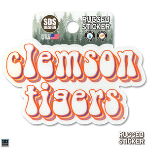 Clemson Tigers Orange Outline Bubble Text Rugged Decal