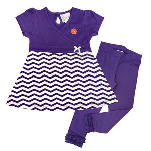Clemson Toddler Chevron Legging Set - PURPLE