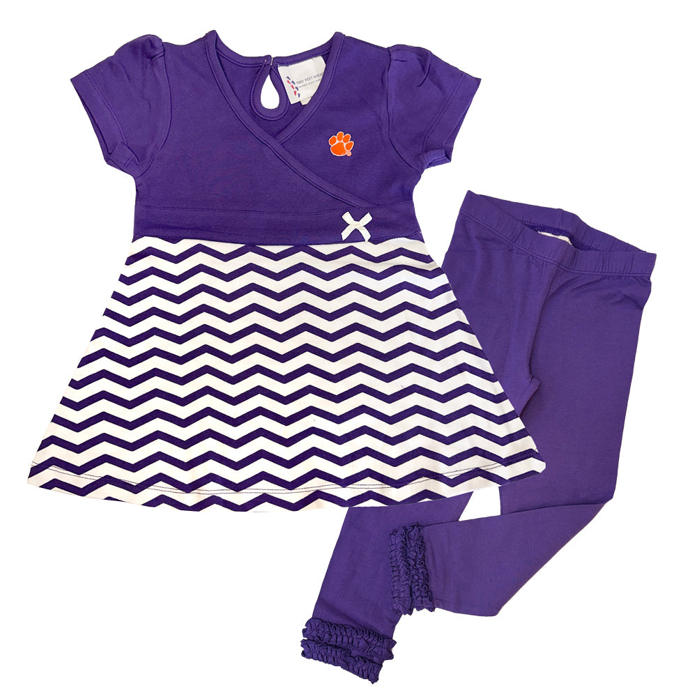 Clemson Toddler Chevron Legging Set - PURPLE