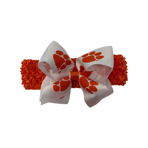 Clemson Toddler Headband with Bow 