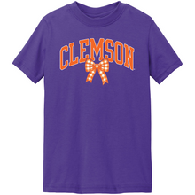 Clemson Toddler Wordmark Bow Tee - PURPLE