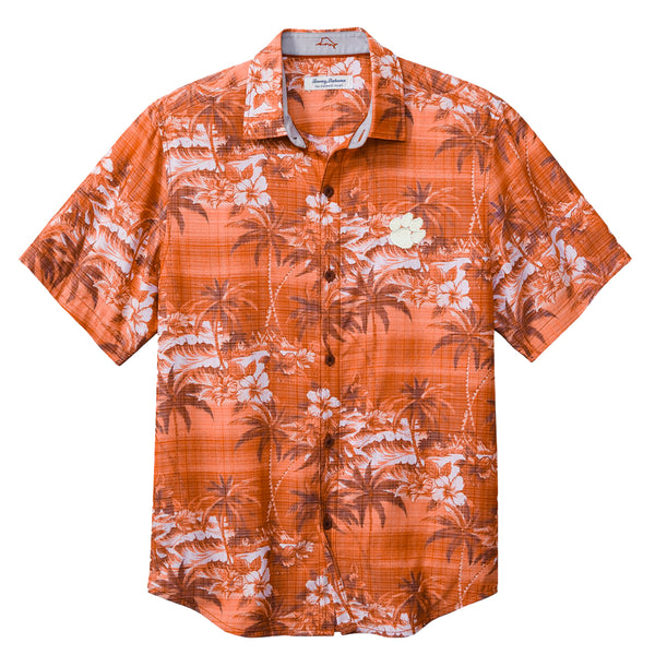 Clemson Tommy Bahama Coconut Point Isla Palm Camp Shirt