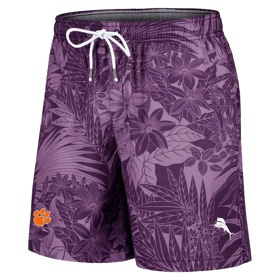 Clemson Tommy Bahama Naples Santiago Palms Shorts  - PURPLE
