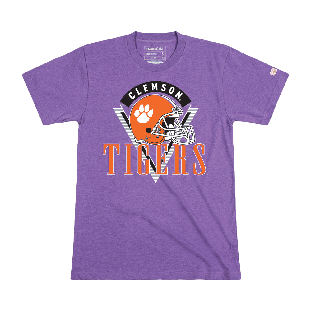 Clemson Triangle Helmet Tee  - PURPLE