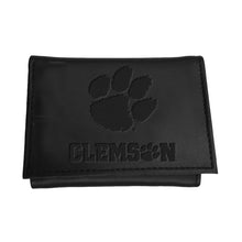 Clemson Trifold Black Leather Paw Hammer Wallet