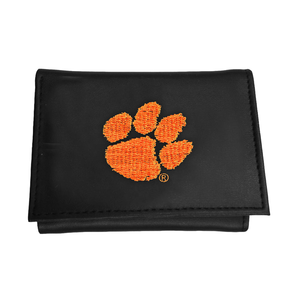 Clemson Trifold Embroidered Paw RFID Wallet