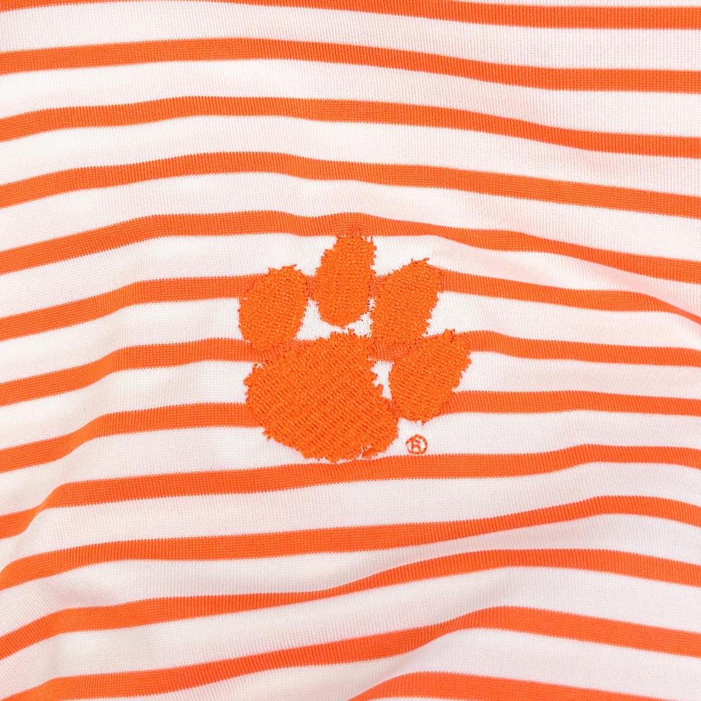 Clemson Turtleson Gus Stripe Polo - ORANGE