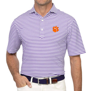 Clemson Turtleson Gus Stripe Polo - PURPLE