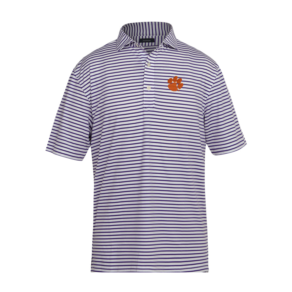 Clemson Turtleson Gus Stripe Polo - PURPLE