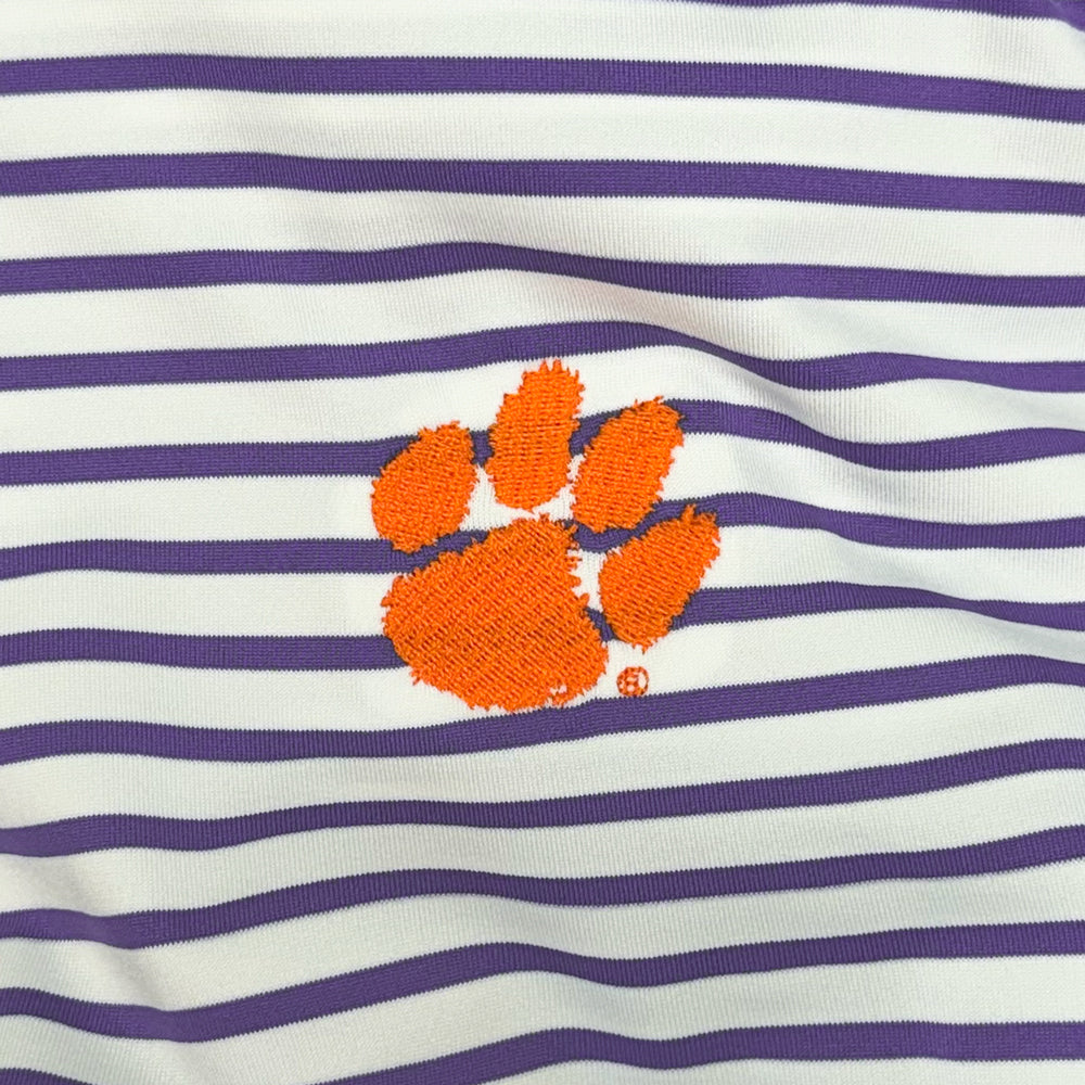 Clemson Turtleson Gus Stripe Polo - PURPLE