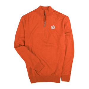 Clemson Turtleson Merino Quarter-Zip Sweater - ORANGE