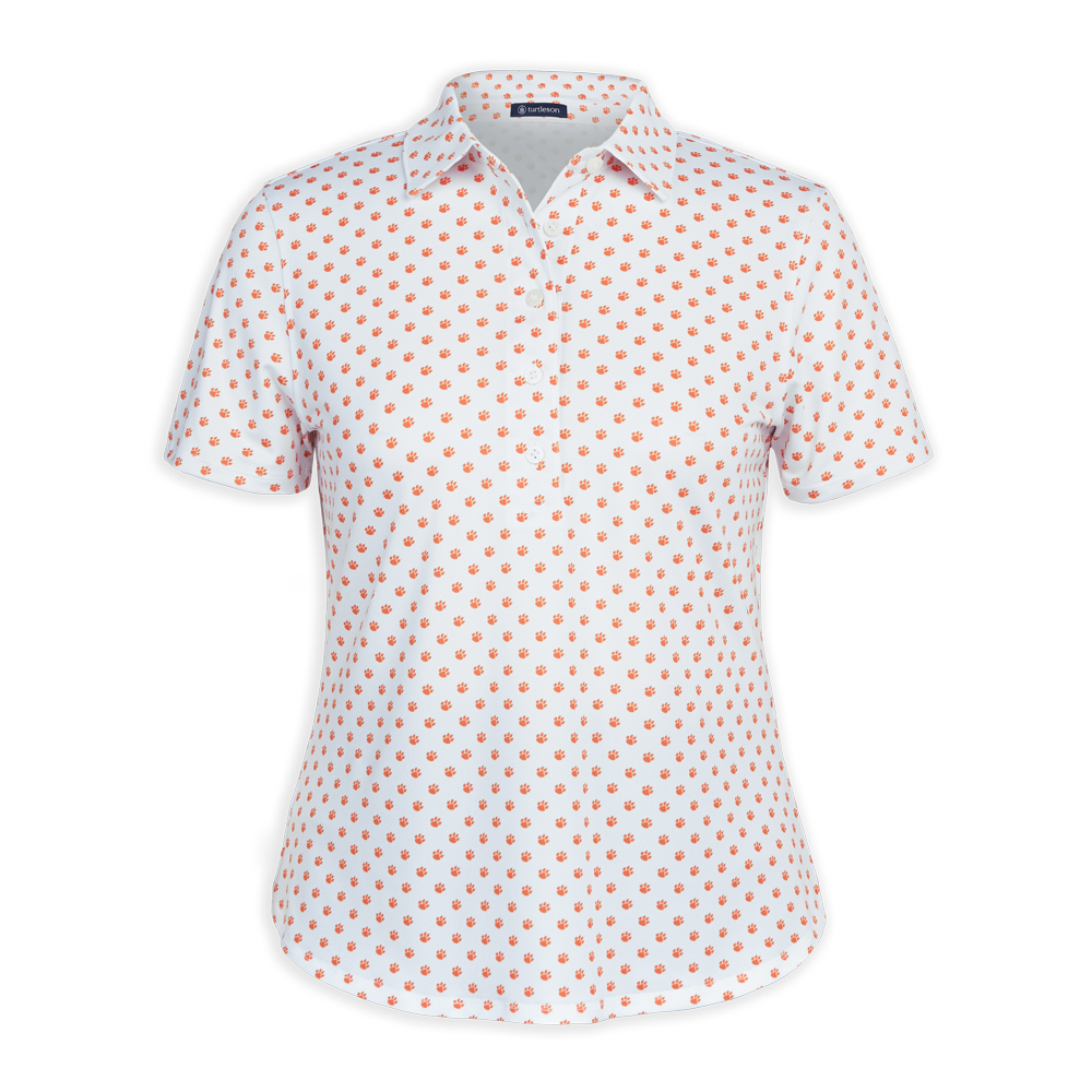 Clemson Turtleson Women’s Legacy Paw Polo - WHITE