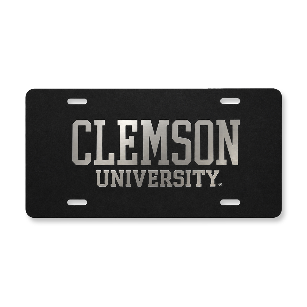 Clemson University Black Mirrored Auto Plate - BLACK