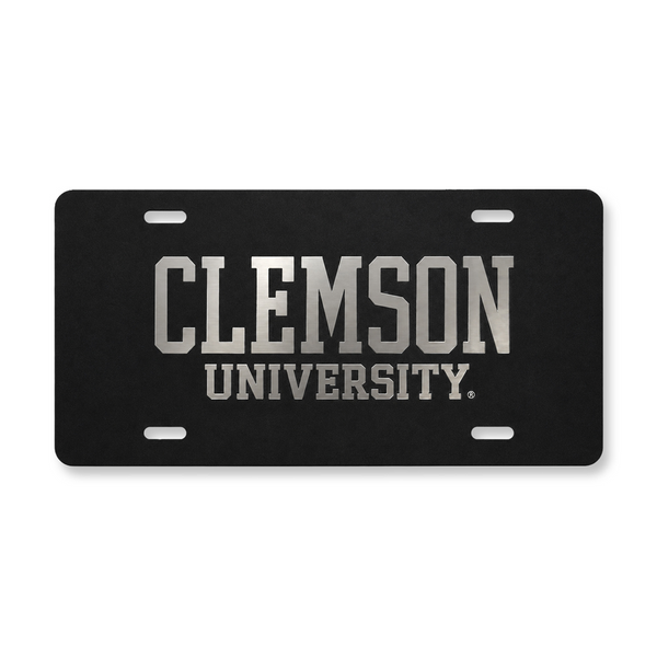 Clemson University Black Mirrored Auto Plate - BLACK