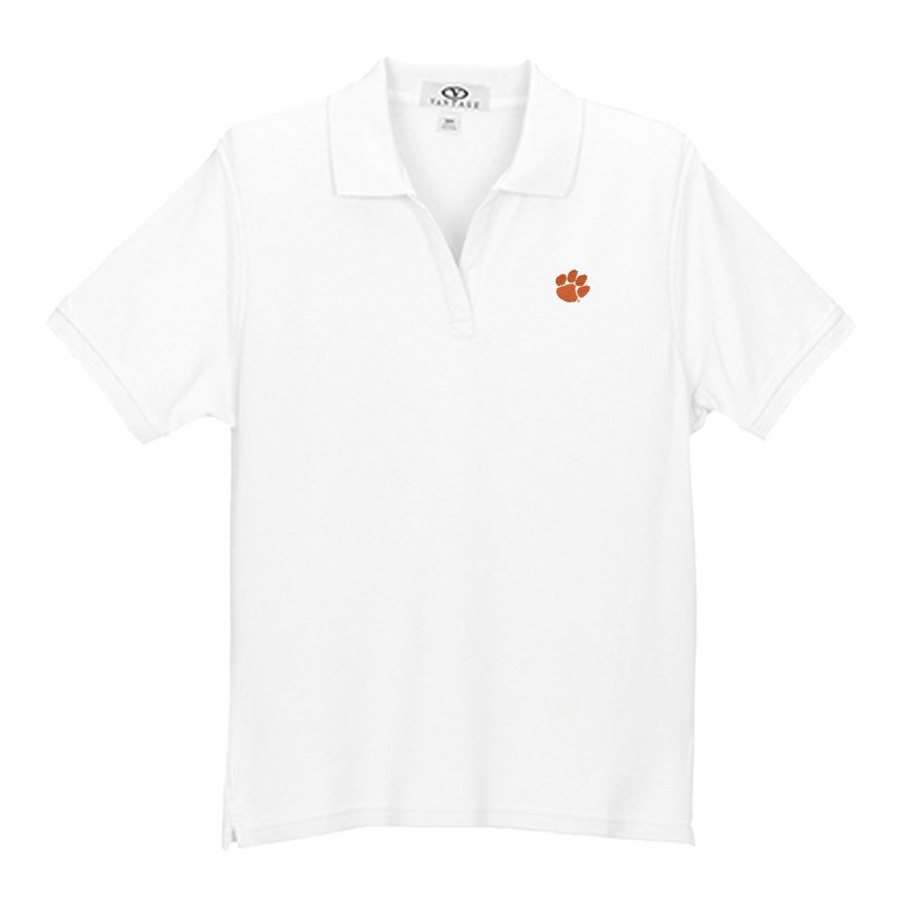 Clemson Vantage Women’s Baby Pique Polo - WHITE