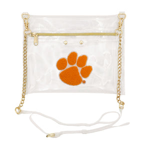 Clemson Varsity Patch Flat Crossbody Clear Purse