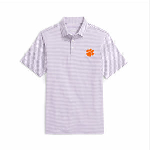 Clemson Vineyard Vines Bradley Stripe Polo - PURPLE