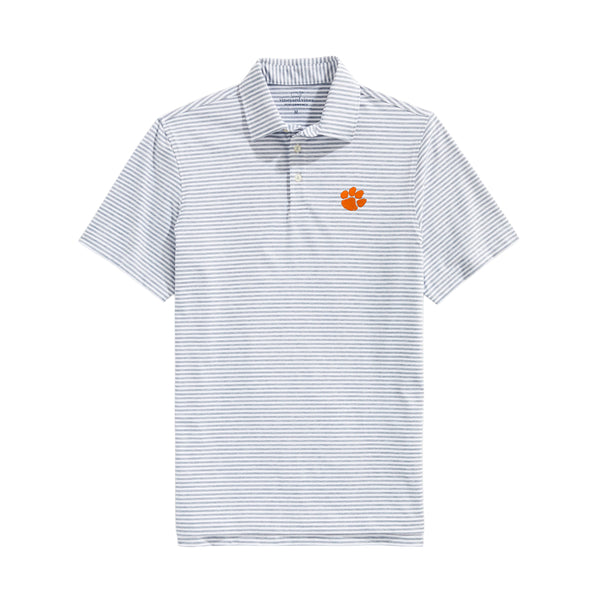Clemson Vineyard Vines Heathered Winstead Polo - LY GREY