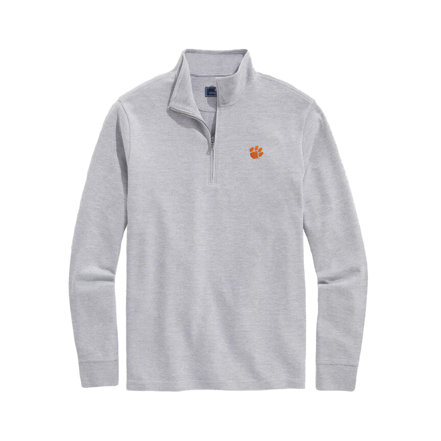 Clemson Vineyard Vines Salt Water Quarter Zip - DK GREY