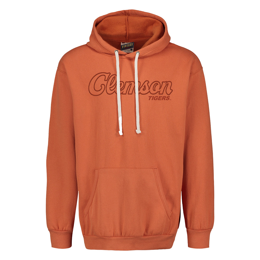 Clemson Vintage Fleece Hoodie - ORANGE