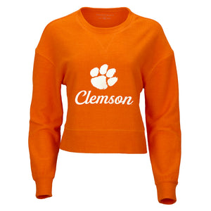Clemson Women’s Boxy Corded Crew - ORANGE