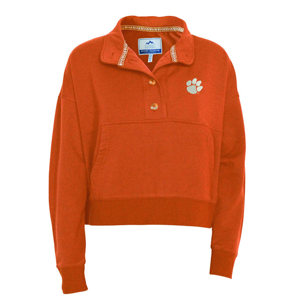Clemson Women's Button-Up Crop Cozy Fleece 