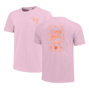 Clemson Women’s Comfort Colors Bow Frame Tee - PINK