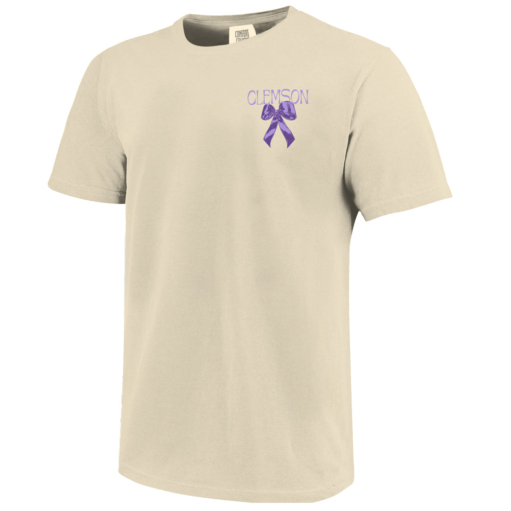 Clemson Women’s Comfort Colors Delicate Bows Tee - IVORY