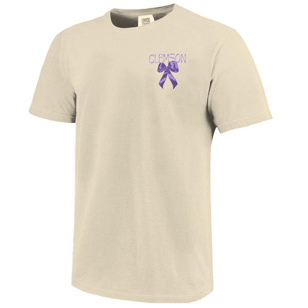 Clemson Women’s Comfort Colors Delicate Bows Tee - IVORY