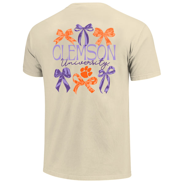 Clemson Women’s Comfort Colors Delicate Bows Tee - IVORY