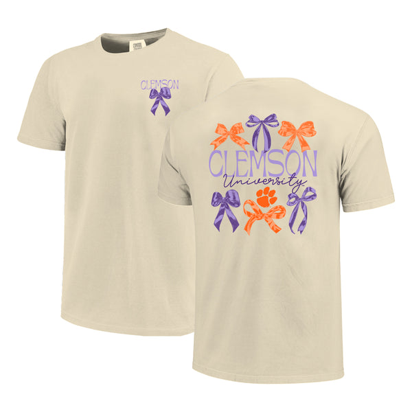 Clemson Women’s Comfort Colors Delicate Bows Tee