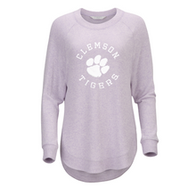 Clemson Women's Cuddle Oversized Crew - LT PURPLE