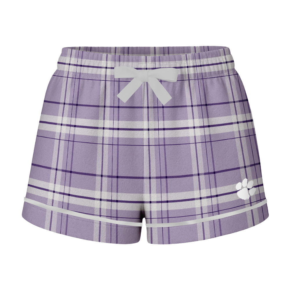 Clemson Women's Flannel Shorts - LT PURPLE