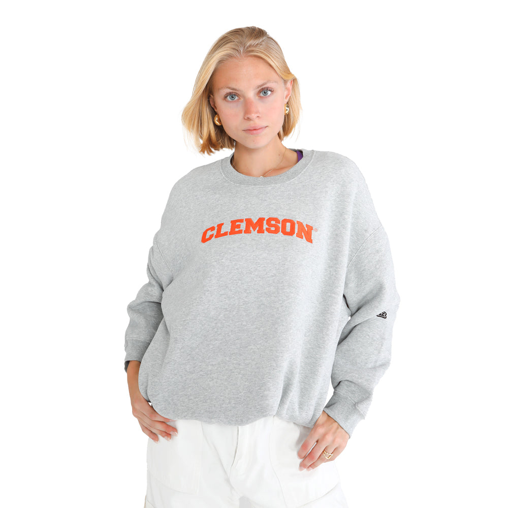 Clemson Women's Hype and Vice Offside Crewneck - LT GREY