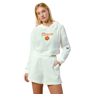 Clemson Women's Hype and Vice Warm-Up Cropped Hoodie - WHITE