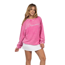 Clemson Women’s Oversized Corded Crew - PINK