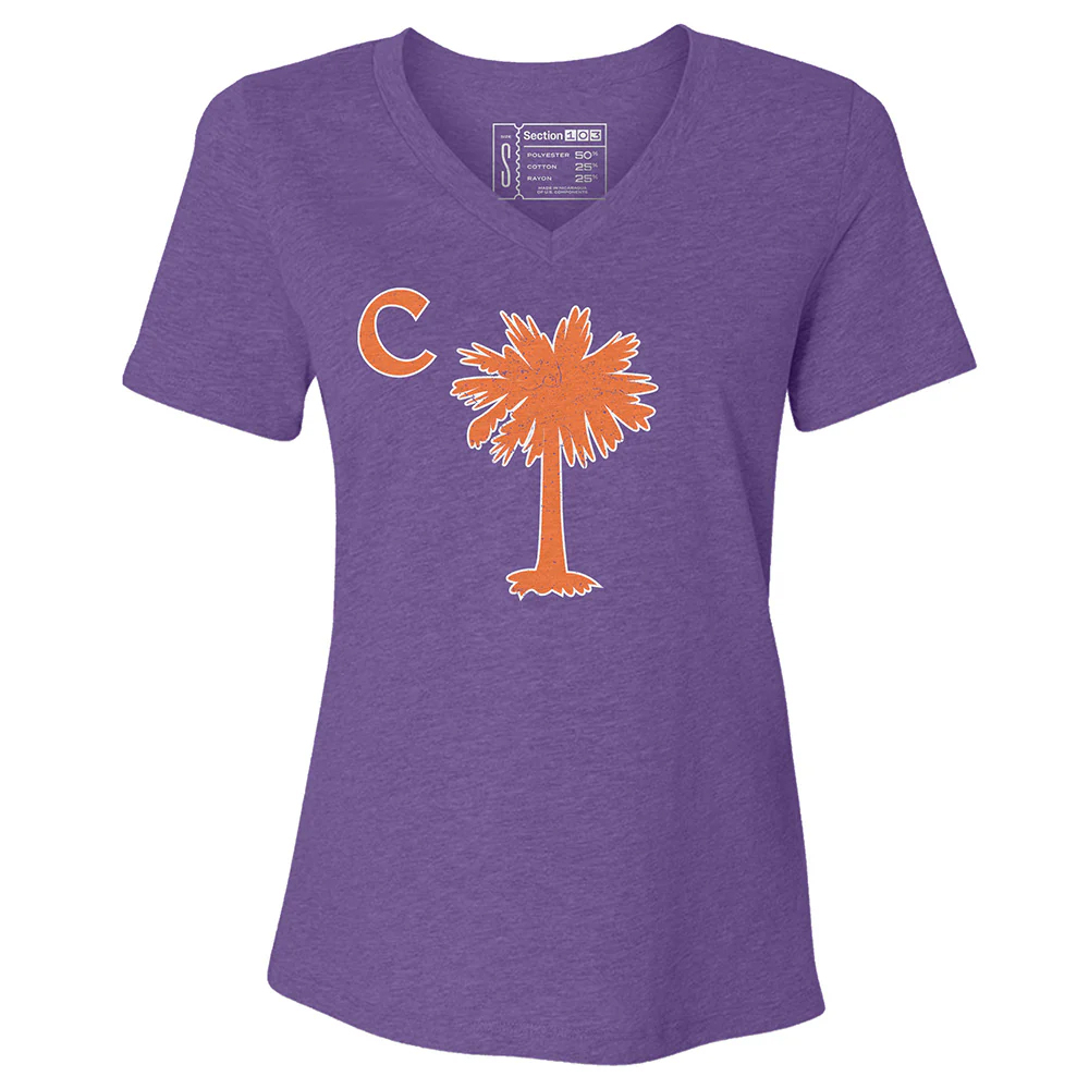 Clemson Women’s Palmetto C V-Neck Tee - PURPLE